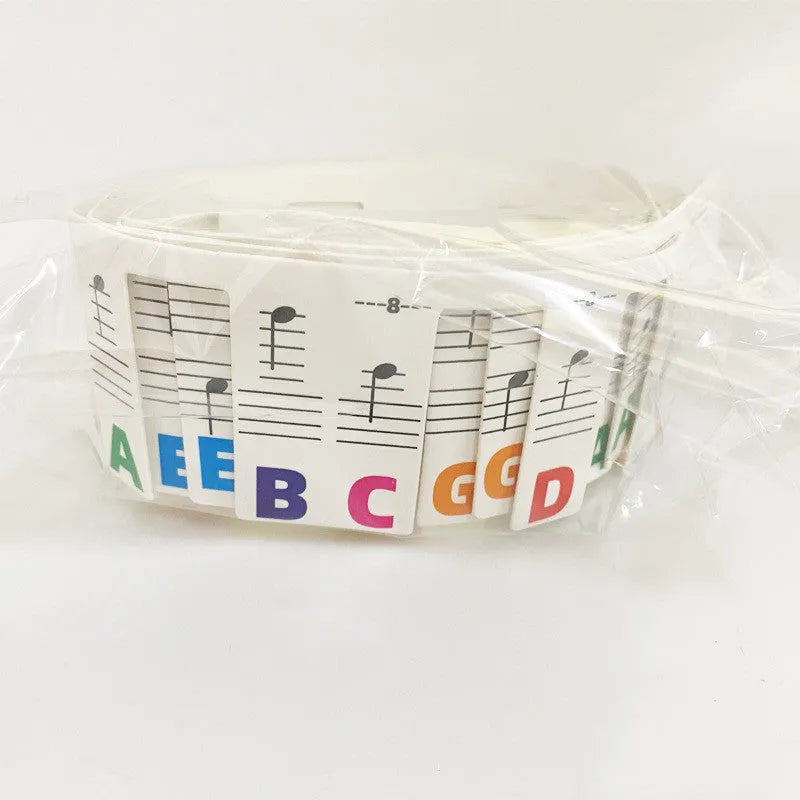 Piano note bar stickers for 88-key keyboards with colour-coded staff notation and black note indicators