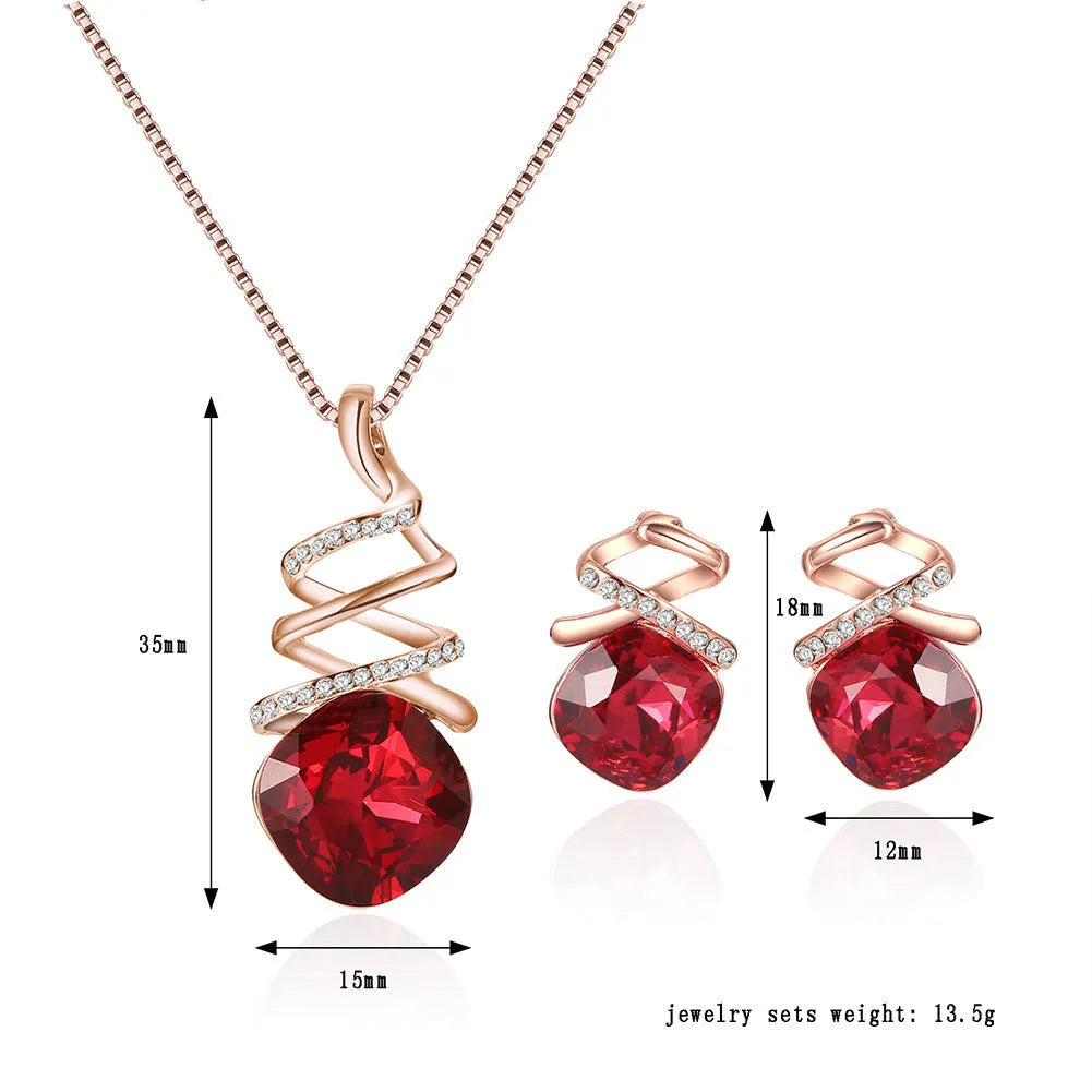 Women's alloy bridal jewellery set with necklace and earrings featuring water wave chain design