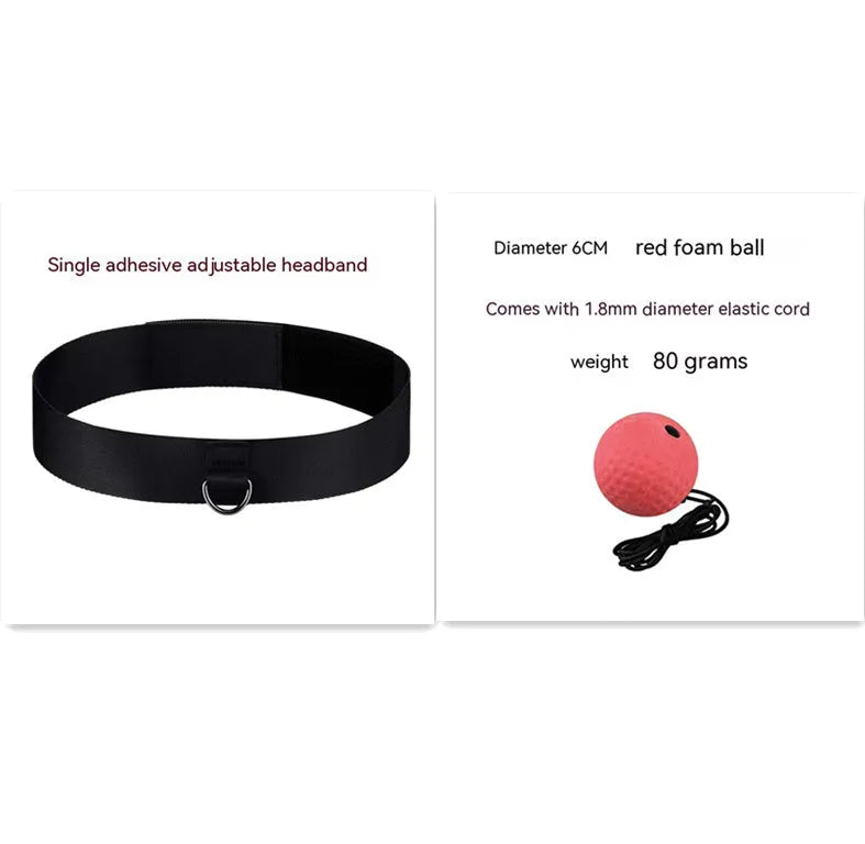Boxing reaction ball set with multiple coloured balls and adjustable headbands for head-mounted training