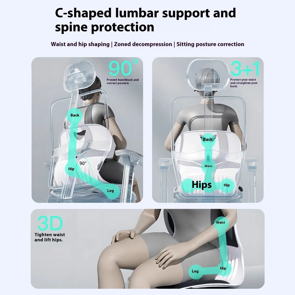 Japanese style waist support cushion in grey solid colour with lumbar contour design