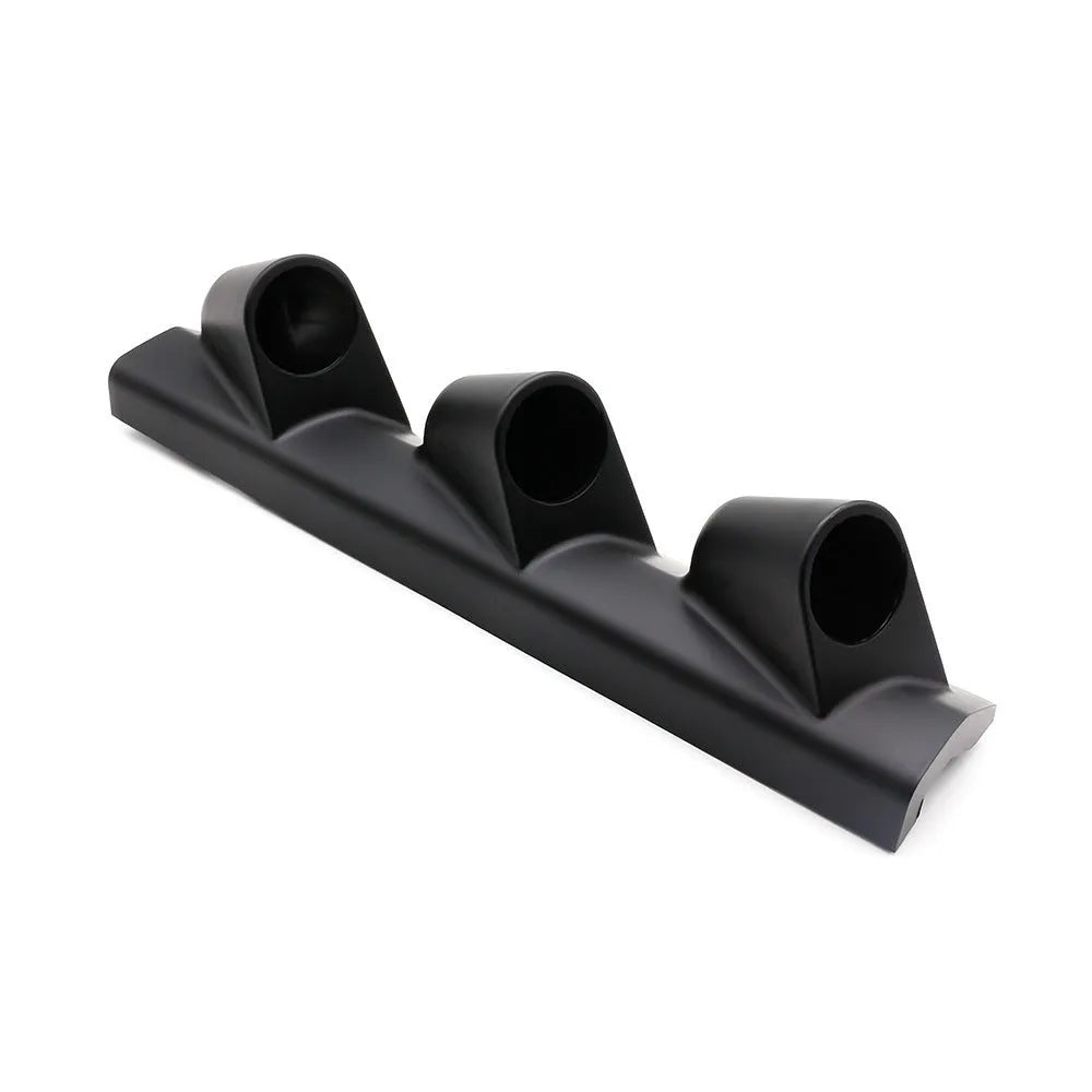 Black ABS instrument mounting bracket for 52mm gauges with three-hole right-drive pattern