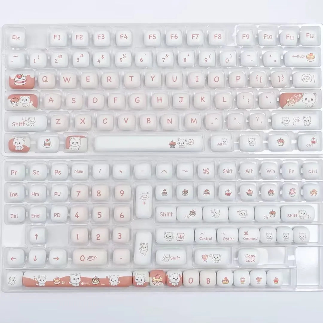Dessert cat cartoon character mechanical keyboard key caps with colourful sublimation printing