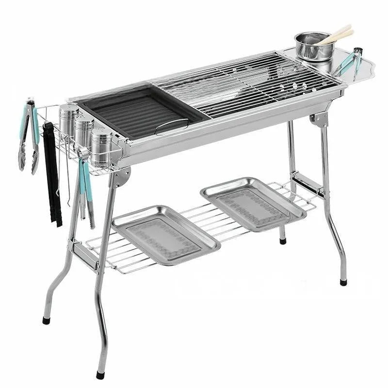 Stainless steel portable folding barbecue grill oven for outdoor cooking