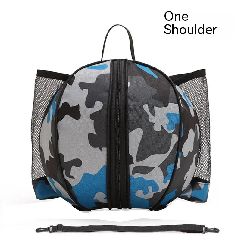 Oxford cloth basketball bag with 9L capacity showing one-shoulder and two-shoulder carrying options