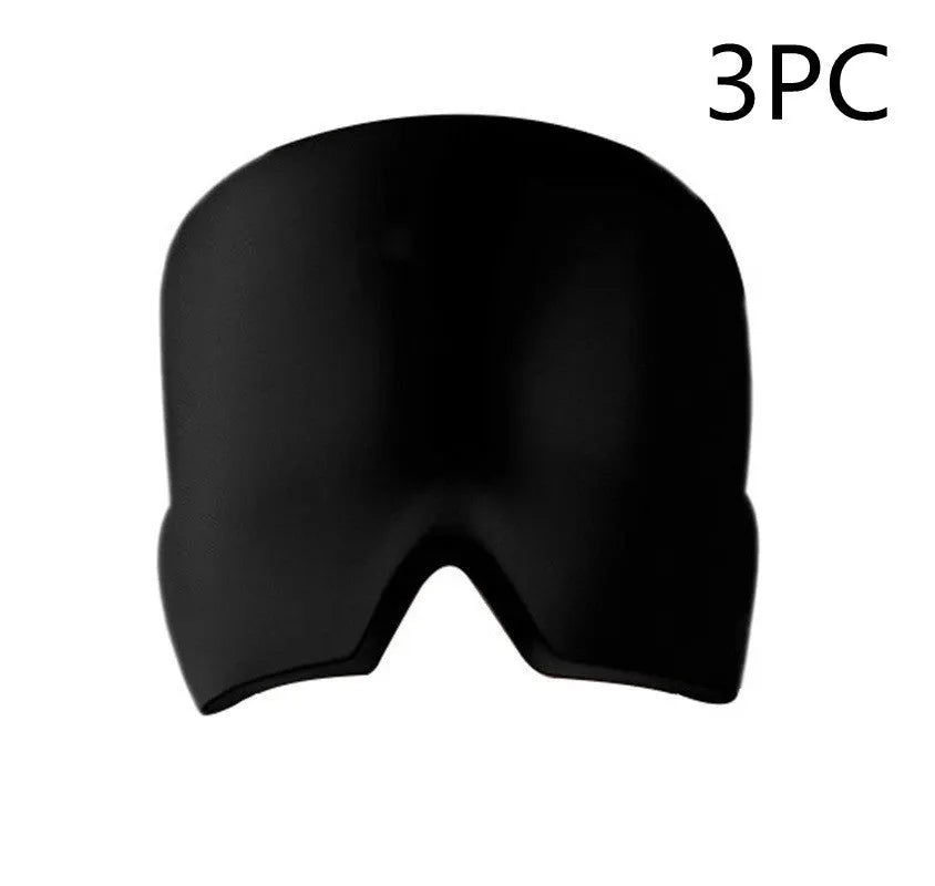 Black elastic cloth gel eye mask for headache relief with adjustable headband