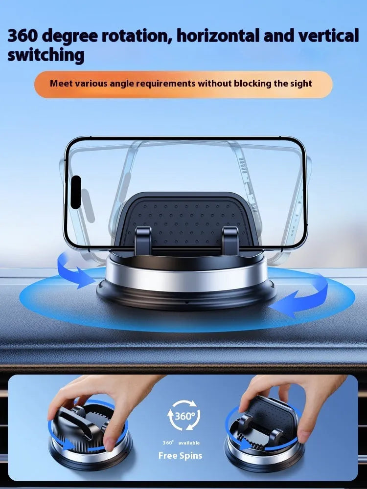 YQ09 rotating support suction cup phone holder on dashboard in black color with 360 degree rotation feature
