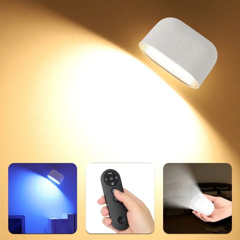 Oval-shaped remote control magnetic wall lamp in white or black with touch surface