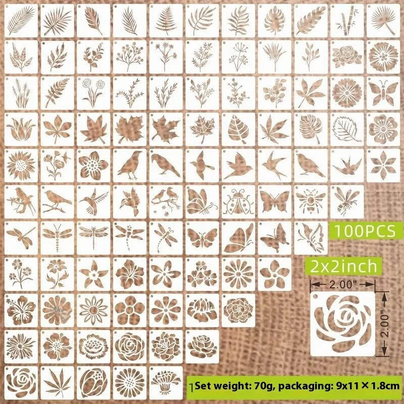 Milky white PET film spray painting templates showing flower, animal, letter, and pattern designs