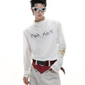 Slim fit black mesh bottoming shirt with long sleeves on a mannequin