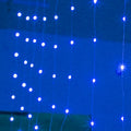 Copper curtain style USB-powered LED string lights in blue, draped decoratively.