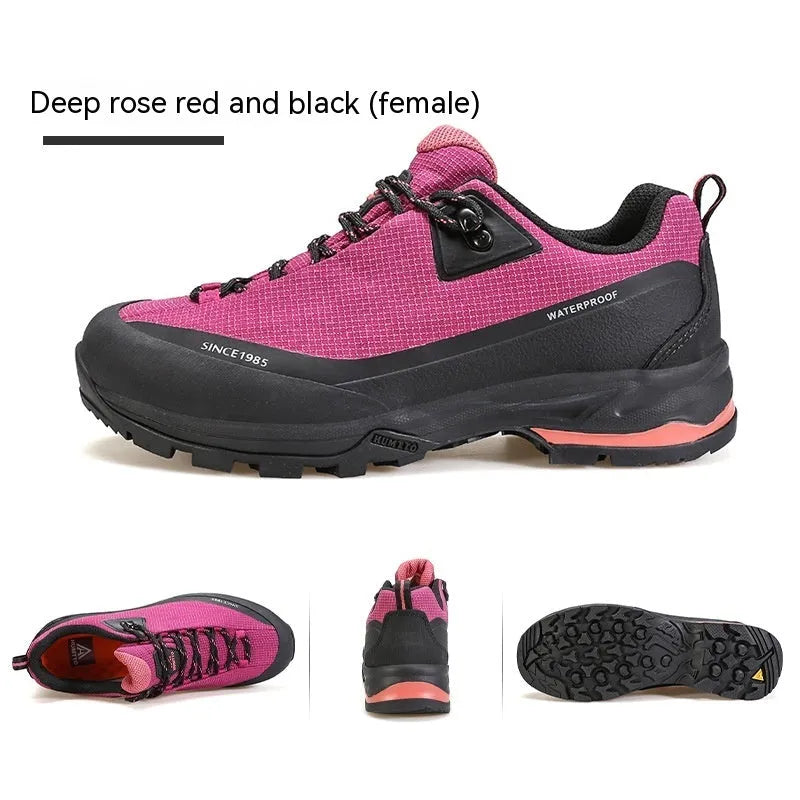 Men's low-top mountain climbing shoes with leather mesh uppers and non-slip rubber outsoles