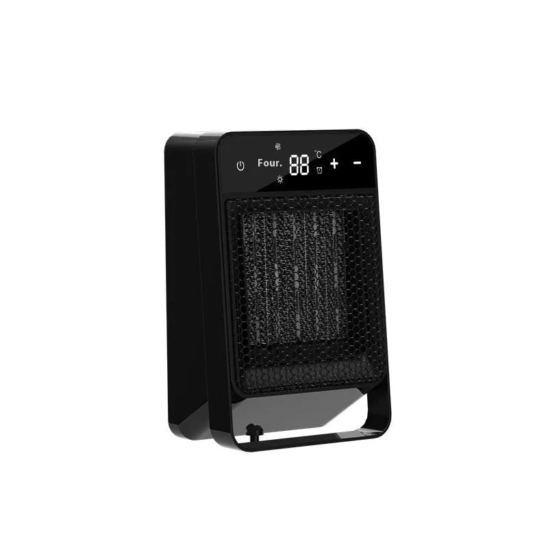 Desktop electric heater with touch screen display and remote control in black or white colour