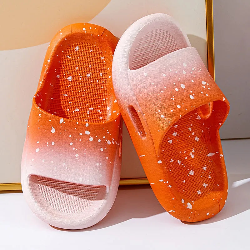 Gradient coloured PVC summer slippers for children with non-slip soles
