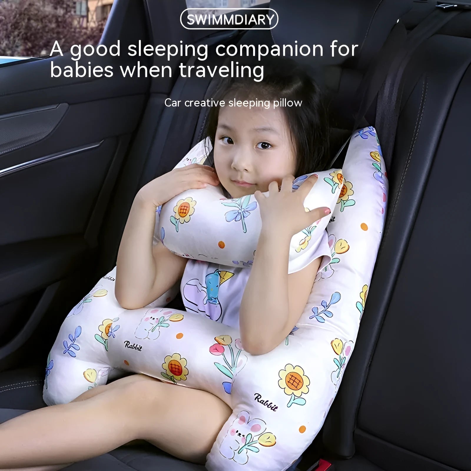 Car headrest neck pillow 55x70cm with printed pattern and pearl cotton filling