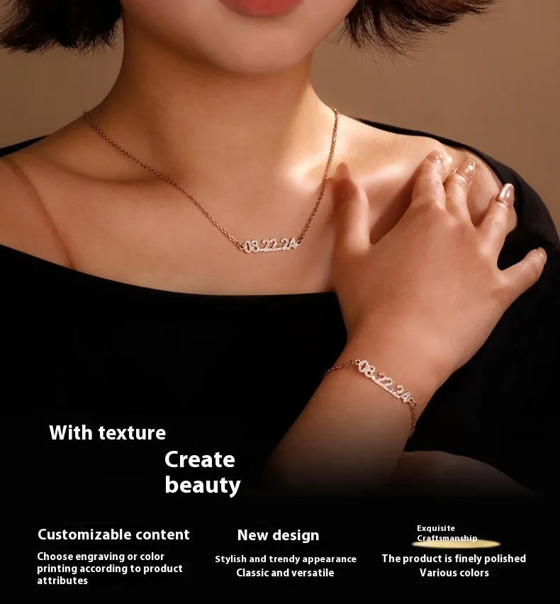 Stainless steel digital bracelet with diamond-set numbers in gold, rose gold, or steel colour.