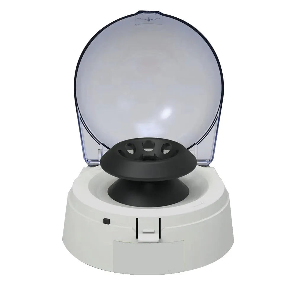Mini laboratory centrifuge unit measuring 157x170x120mm with 7000 rpm maximum speed