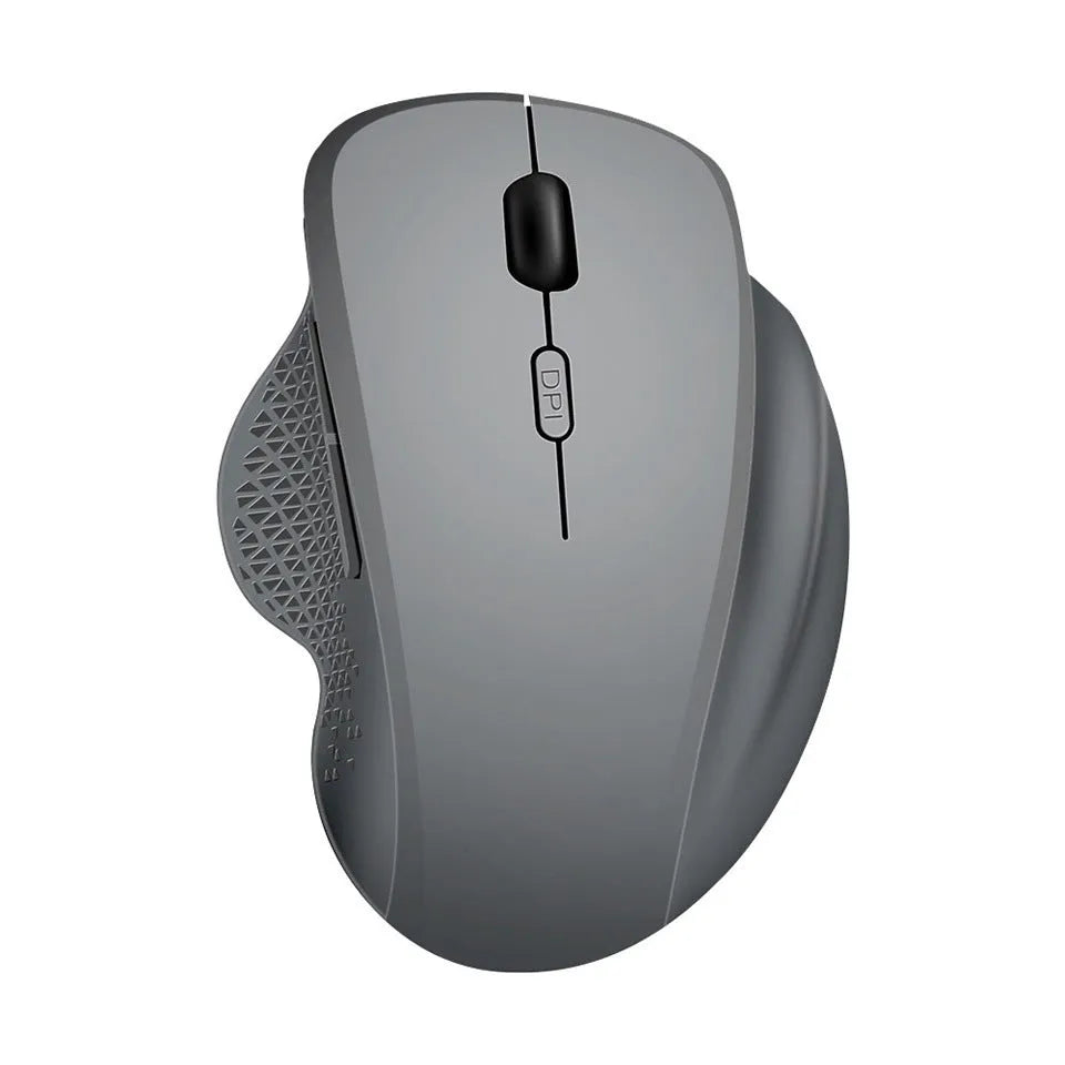 Grey or black self-charging wireless mouse with USB cable for laptop computers