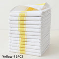 Set of twelve cotton dishwashing towels in striped pattern, each measuring 48 by 70 centimetres.