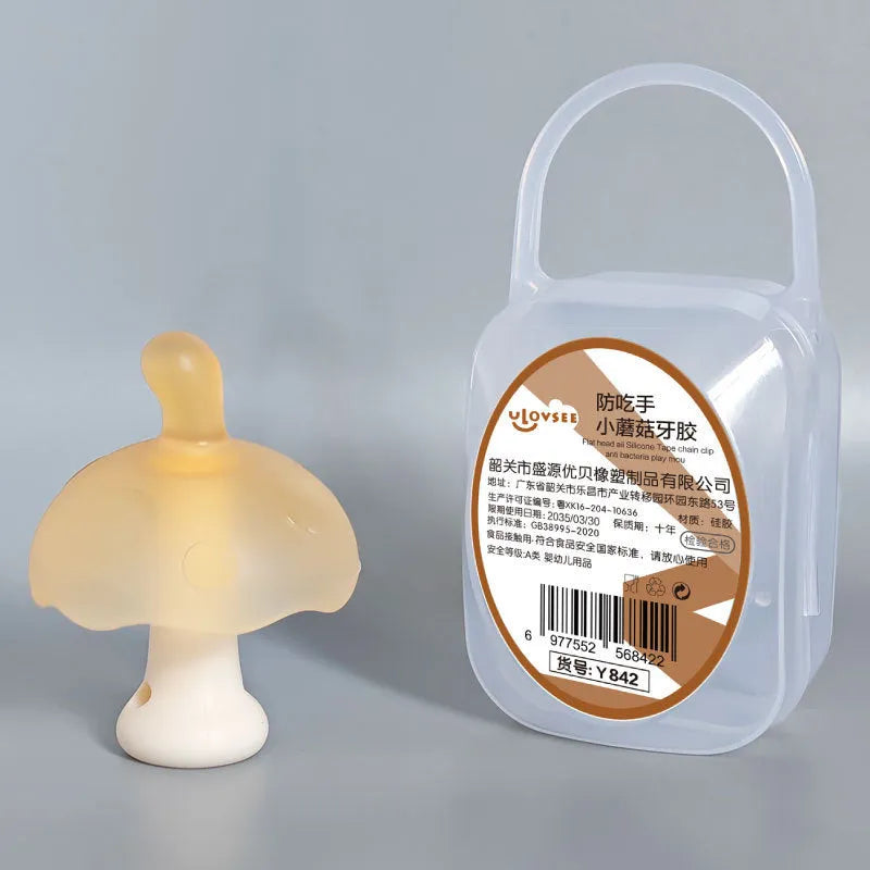 Small mushroom gum food grade silicone gel in pink or nano colour with transparent box.