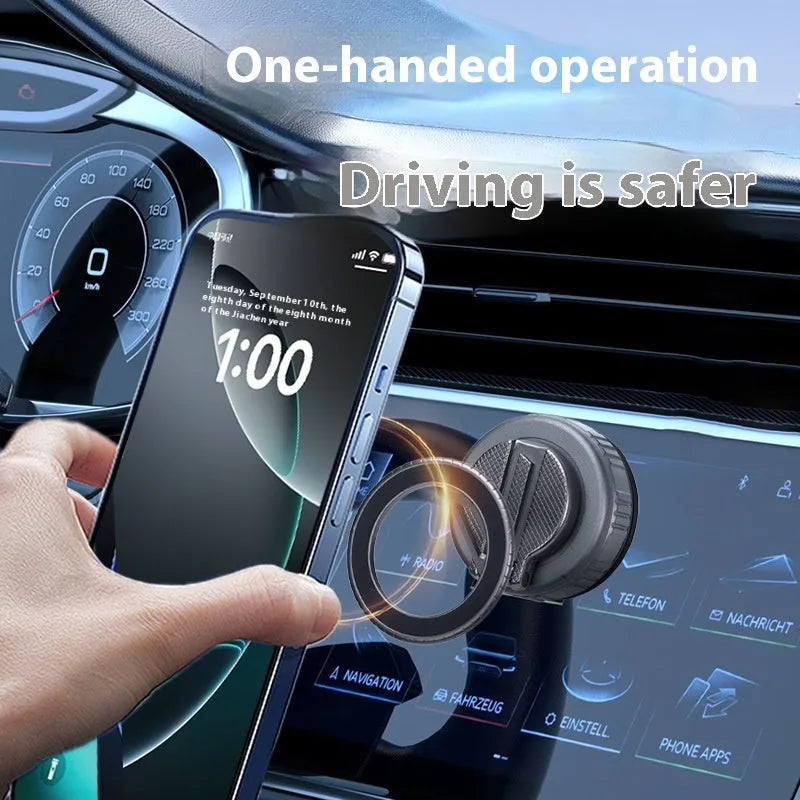 G712 three-axis magnetic suction on-board bracket in silver with 15W wireless charging