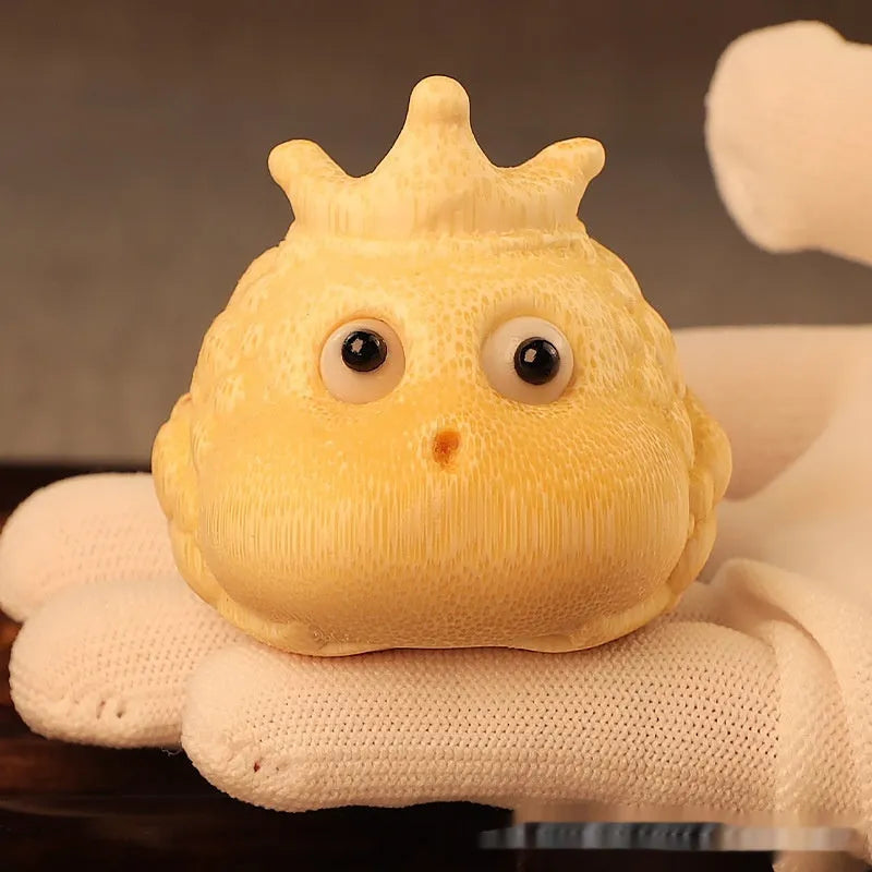 Solid bamboo carving ornament depicting Crown Princess toad with 5.0cm live eye detail