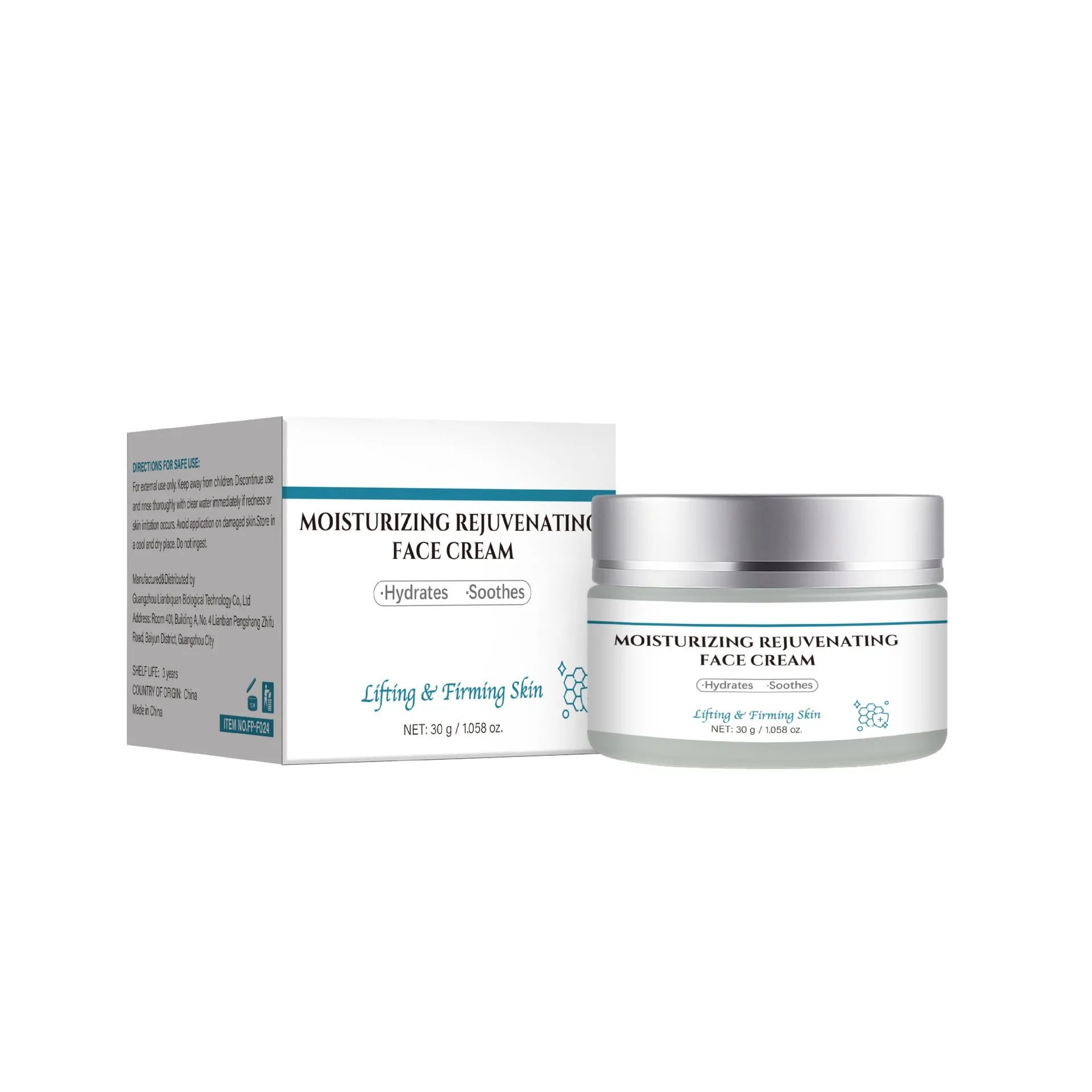 30g anti-aging facial cream jar with FP-F024 formulation for daily skin treatment