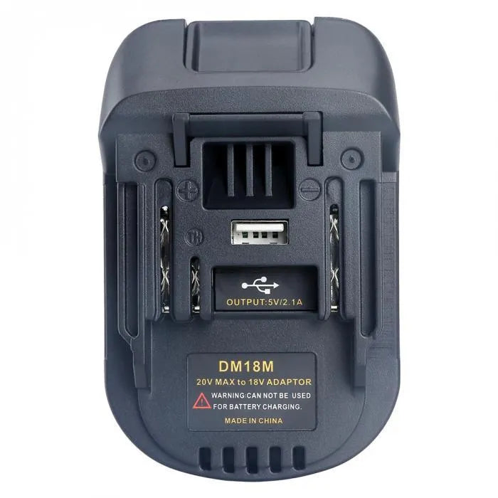 Black Milwaukee to Makita battery adapter measuring 125x90x65 cm for professional tool conversion