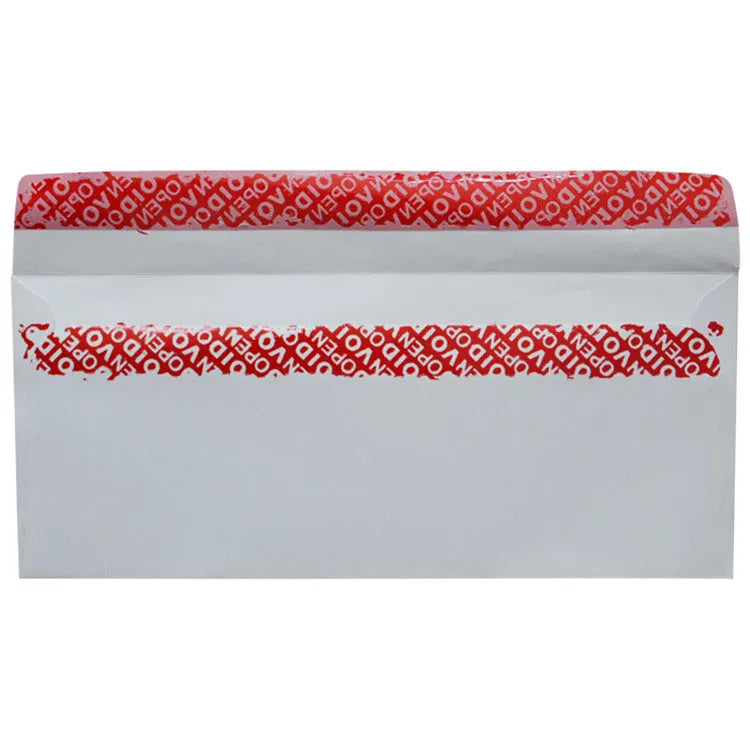 Blue anti-opening self-adhesive confidential security envelope showing tamper-evident features