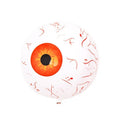 Halloween eyeball inflatable balloon with bloodshot design in red, showing automatic seal and spherical shape.
