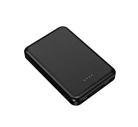 Black universal USB power bank for electric heating vests showing compact size.