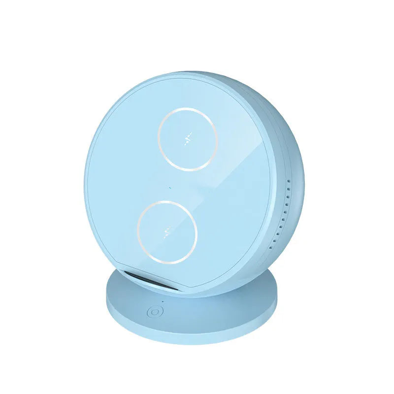 ABS plastic mobile phone wireless charger holder with Bluetooth speaker in black, blue, pink, or white colour