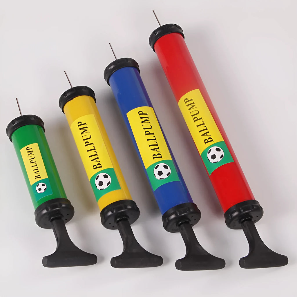 Manual plastic hand pump in mixed colour for inflating sports balls and balloons