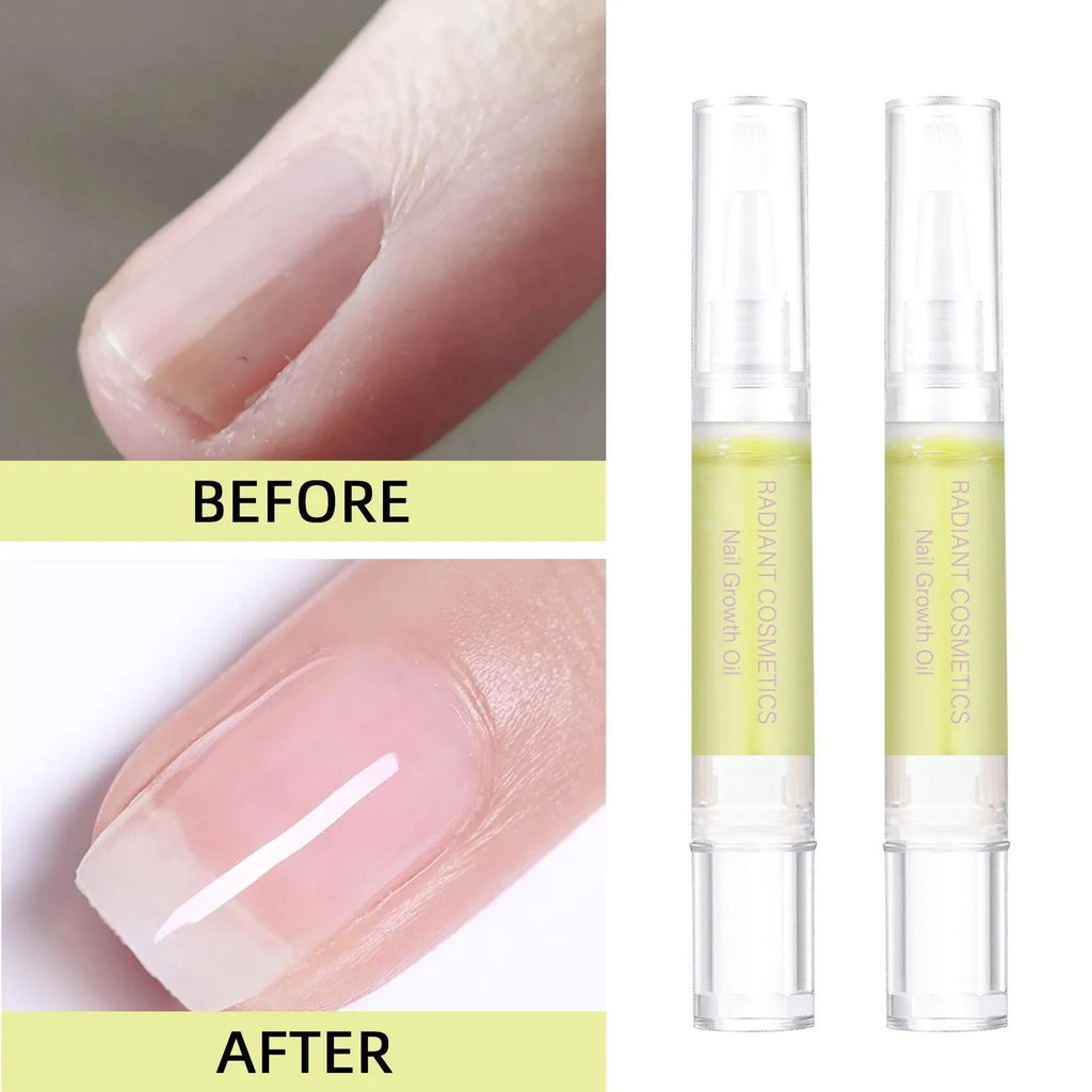 3ml bottle of clear nail growth treatment oil for cuticle and nail bed care.