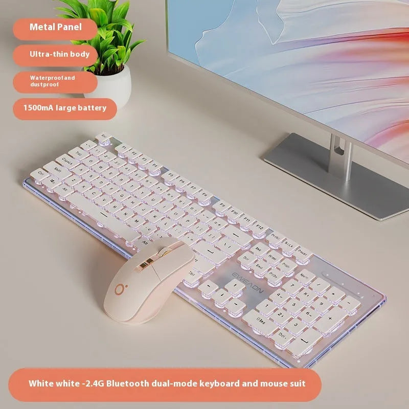 Prewalker V3 wired and wireless keyboard and mouse set in retro green colour on a desk