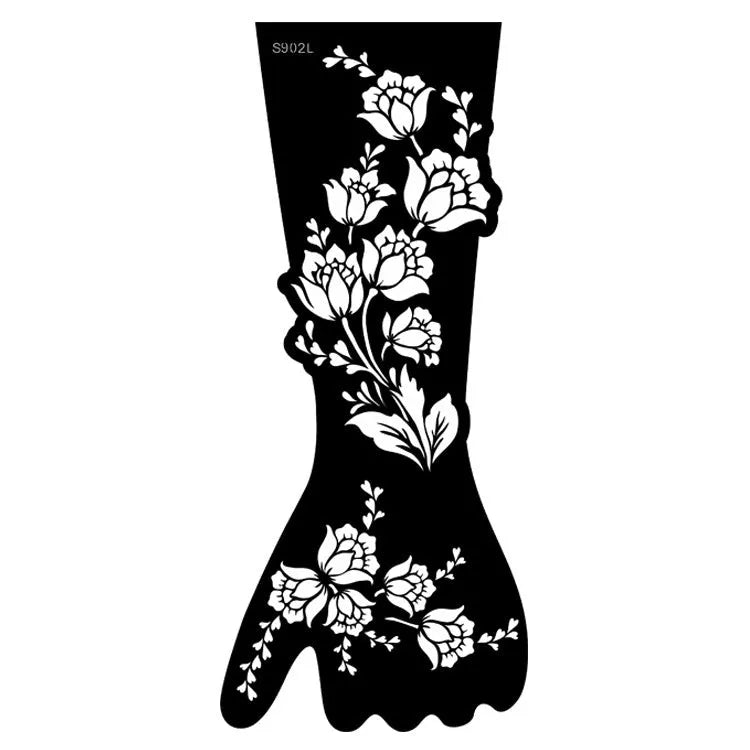 Hollow geometric tattoo sticker sheet with 30 machine-cut 3D paper carving patterns