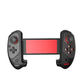A red telescopic gamepad controller extended to hold a smartphone, with analogue sticks and action buttons visible.