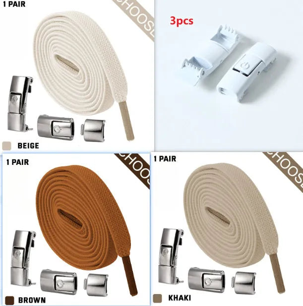 Press lock elastic shoelaces with 8mm widened flat design in various colours