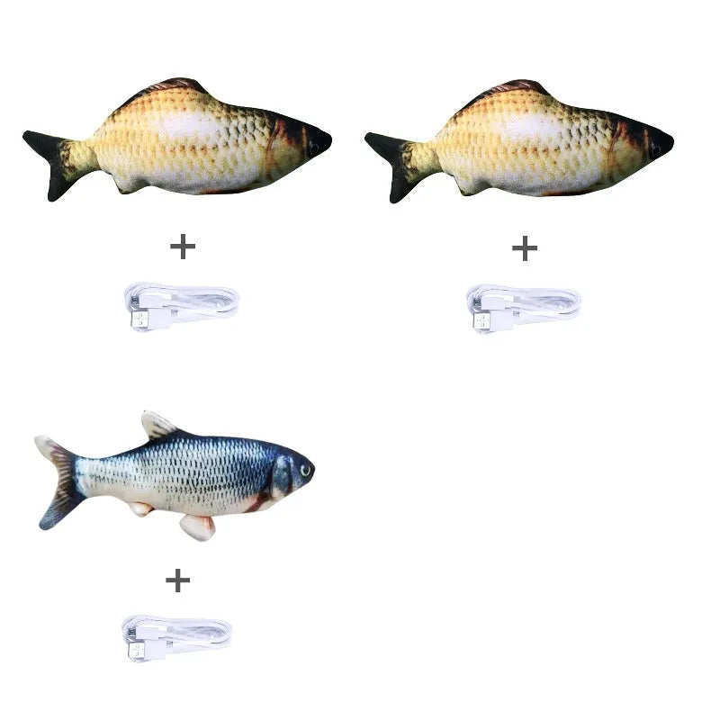 Electronic jumping fish cat toy without cat nip, 30cm multicolour design with USB cable
