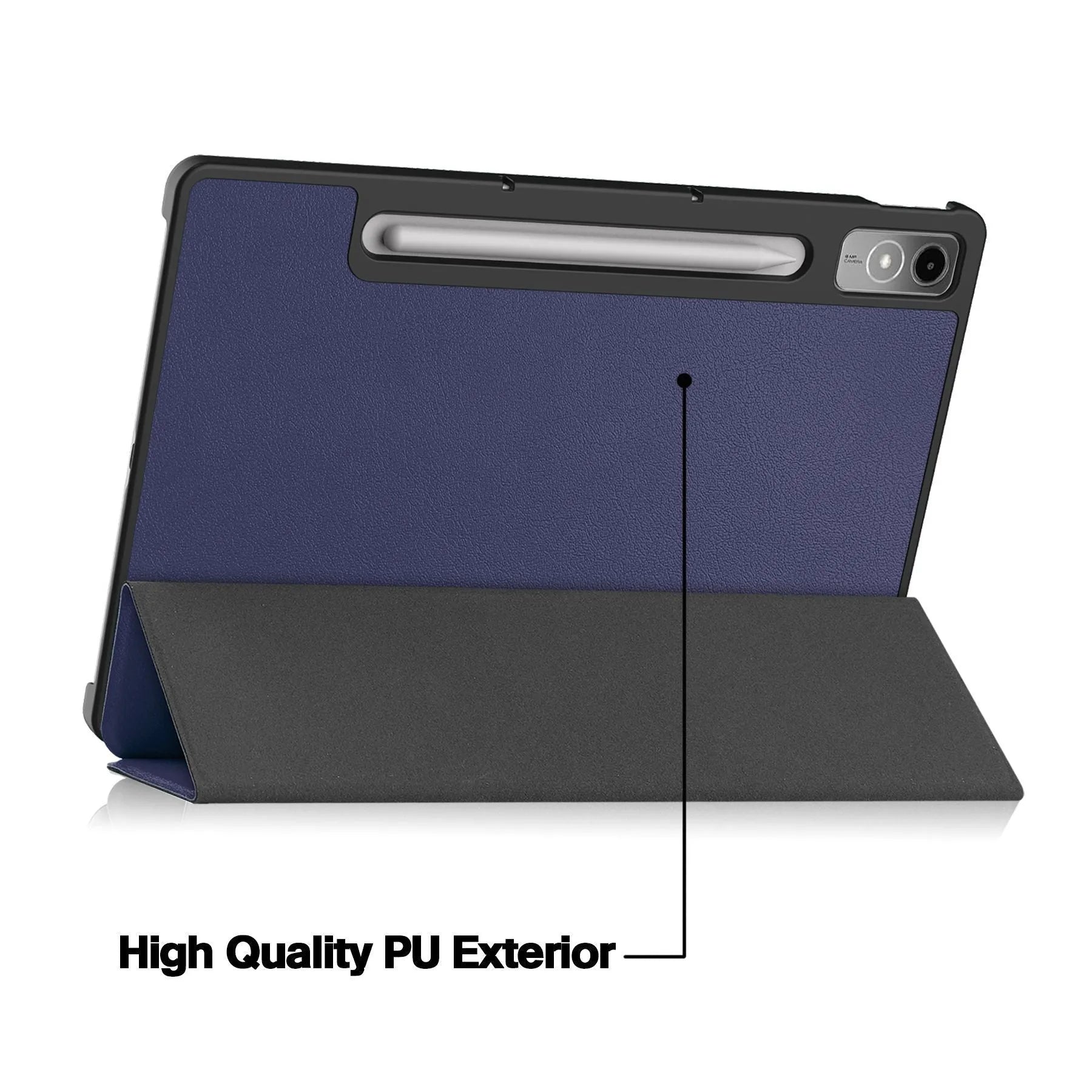 LenovoTab P12 plastic protective case in a decorative pattern, folded to show the integrated magnetic stand.