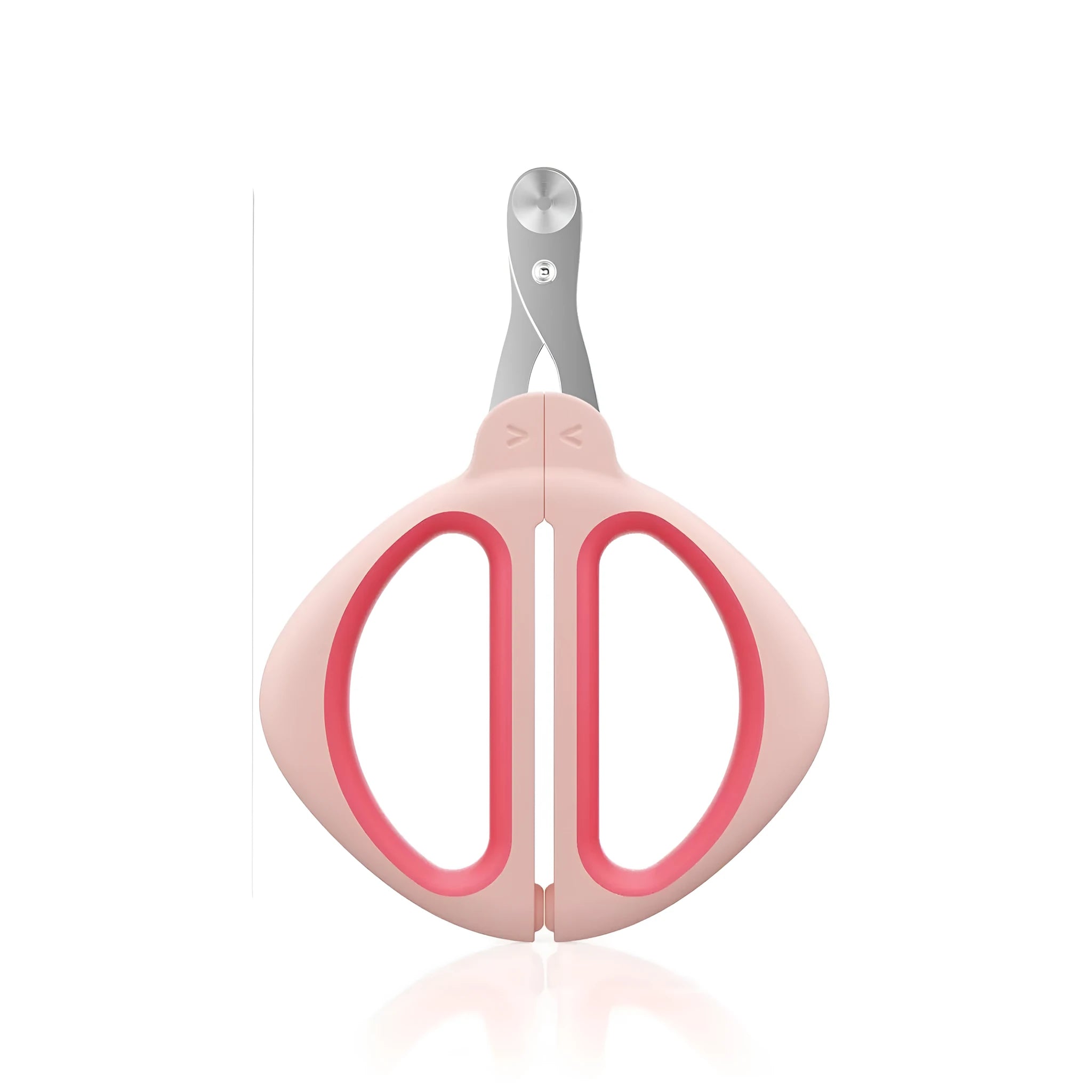 Cat nail clipper with positioning hole and non-slip handle in blue or pink colour