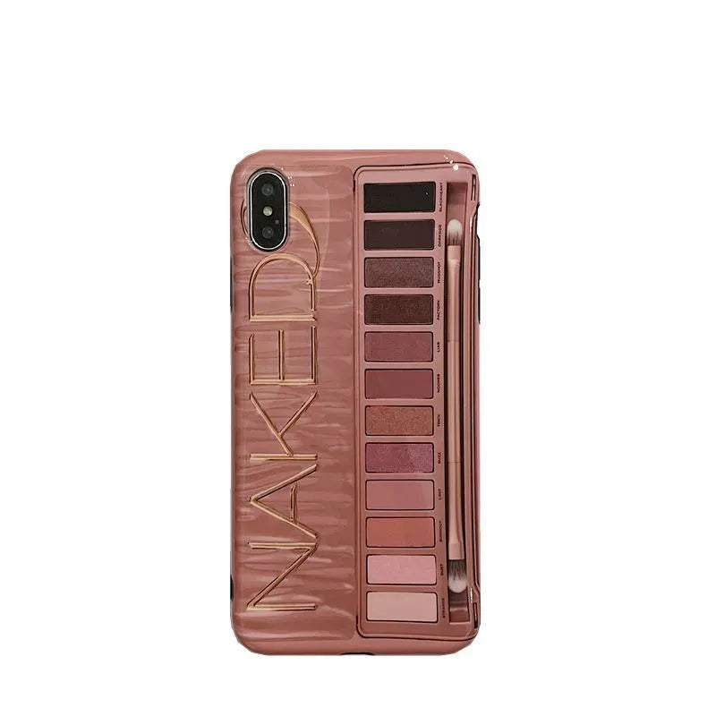 Silicone iPhone case with abstract eye shadow artwork in flesh and grey colours