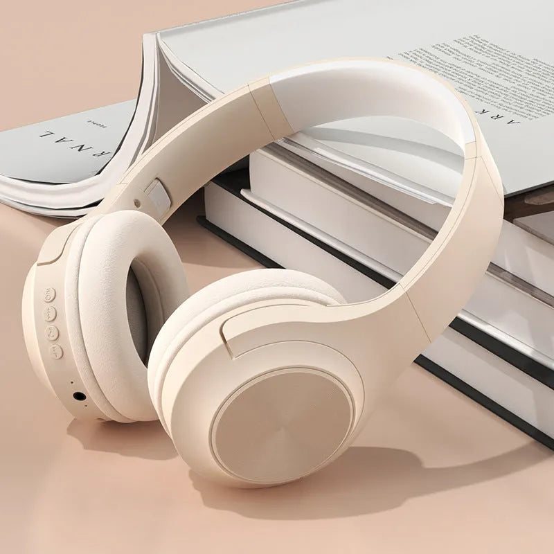Personalised wireless Bluetooth headset with charging case in chalk black, ivory white, or youth green colour.