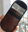 Black microfiber RFID blocking bag for mobile phones and credit cards, measuring 13.5 by 9.5 cm.