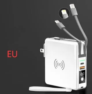 Super QI wireless charging power bank PD20W 10000mAh with travel adapter in black or white