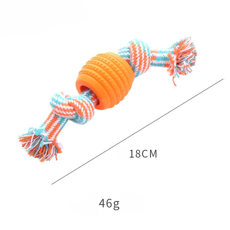 Blue dog chew toy with ropes for dental cleaning and interactive play