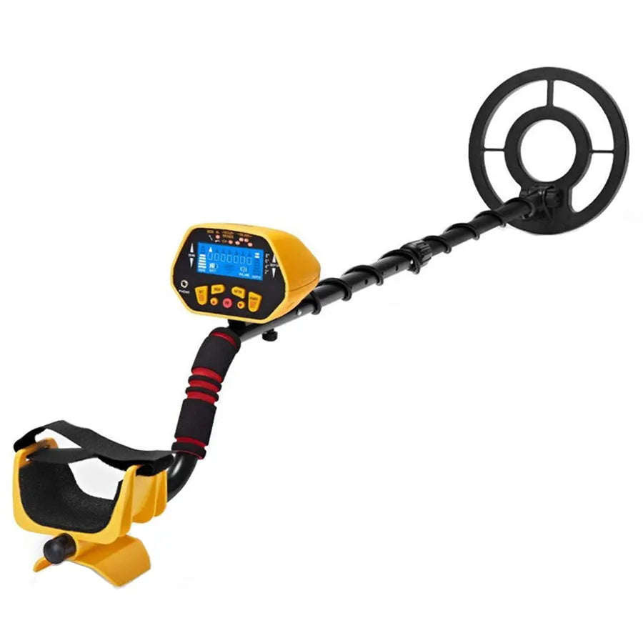 Black and yellow professional metal detector with LCD display and waterproof search coil