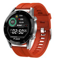 Smart sports watch with leather strap and 1.3-inch touchscreen displaying activity metrics