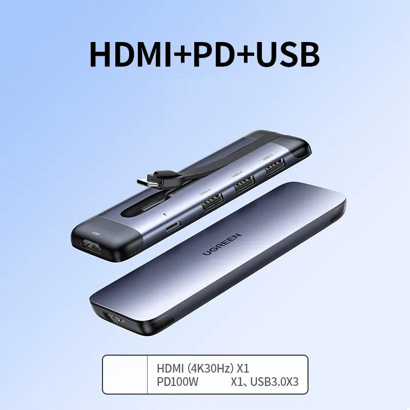 USB docking station expansion hub with HDMI port and multiple USB 3.0 connections