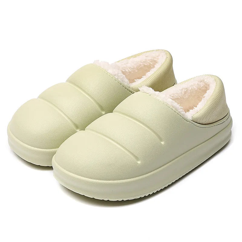 Waterproof EVA garden slippers with non-slip sole and plush lining in various colours