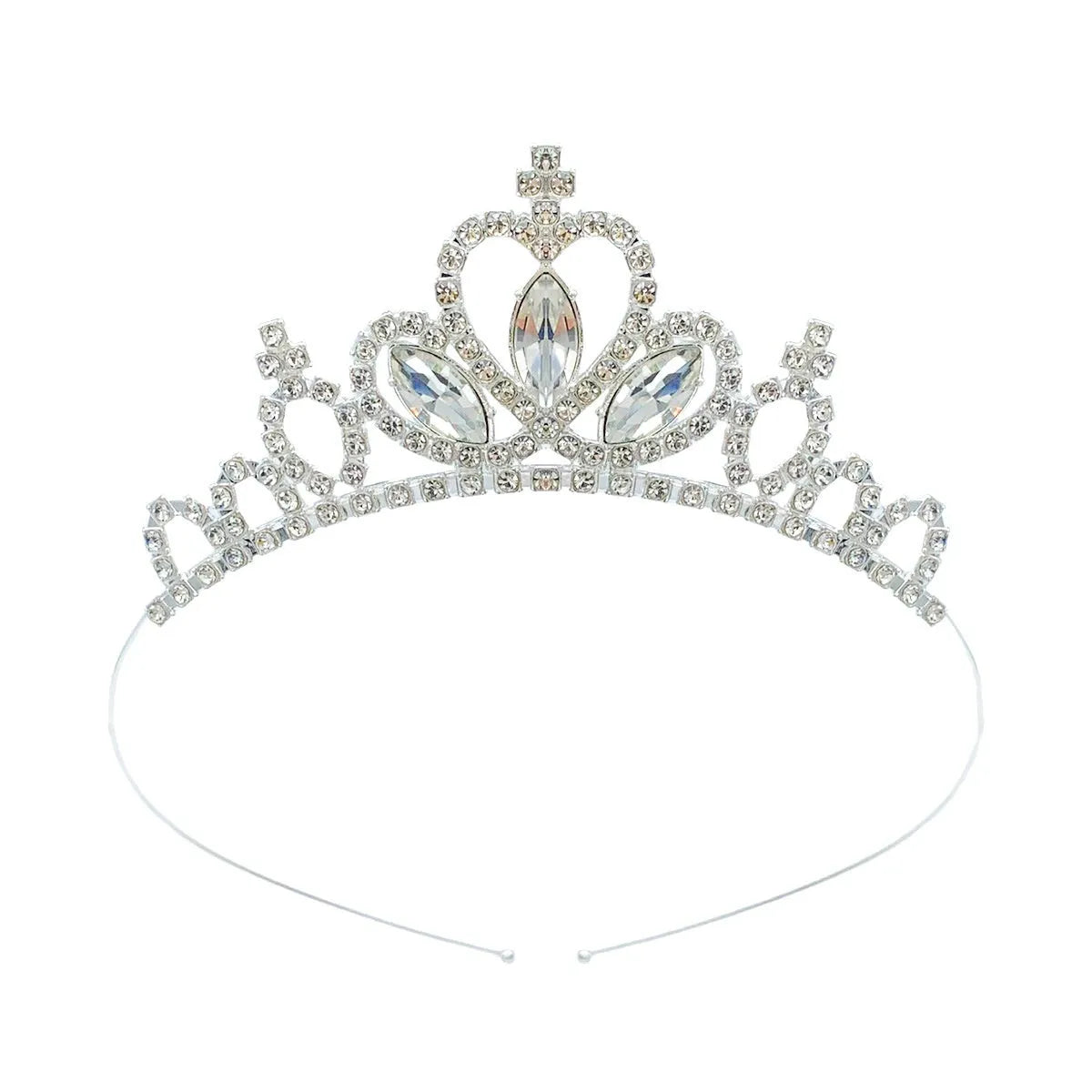 Girl's alloy princess crown with electroplated finish and crystal diamond decorations